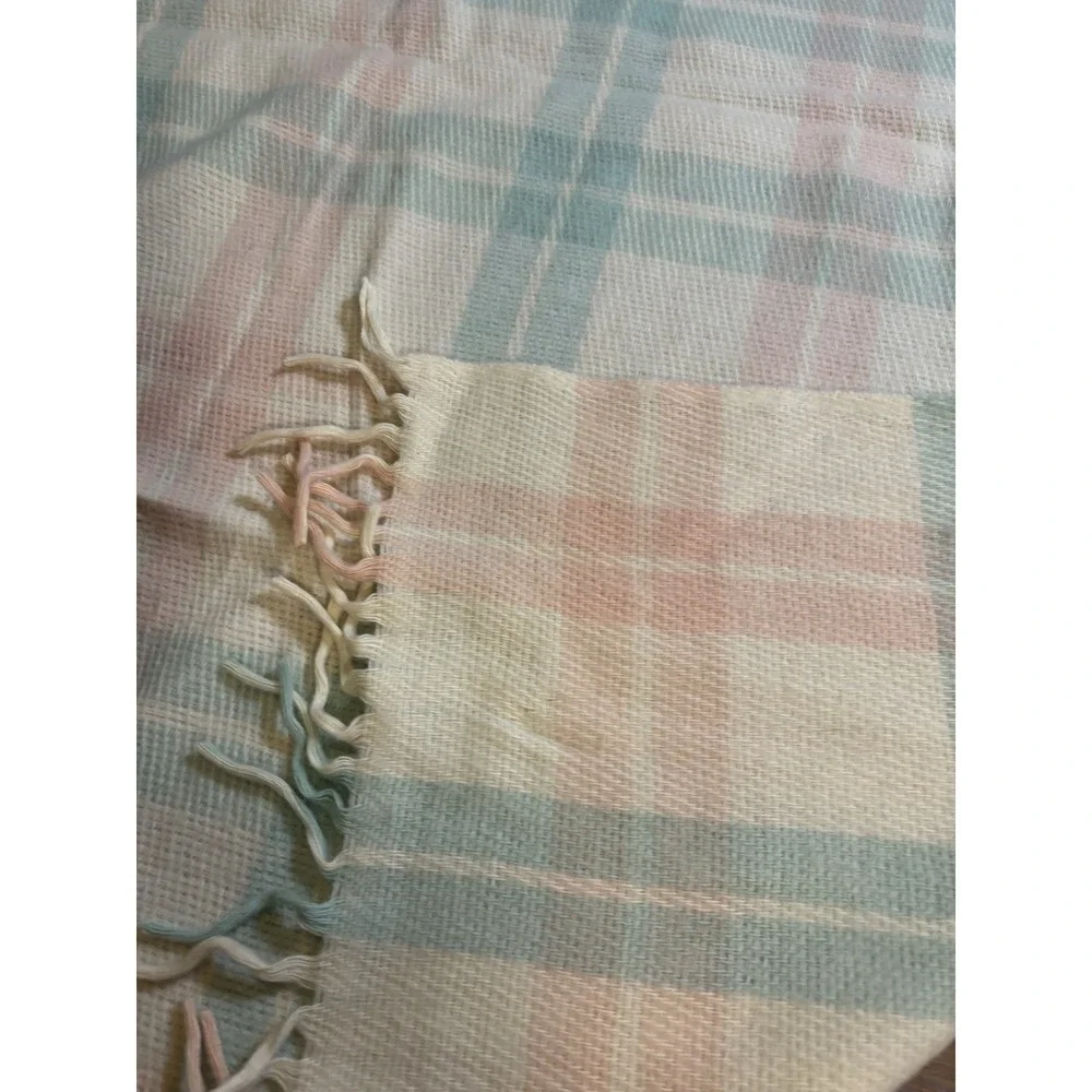 Plaid Blanket‎ 100% Acrylic Fringe Edge 54x56 Baby NEW NOS